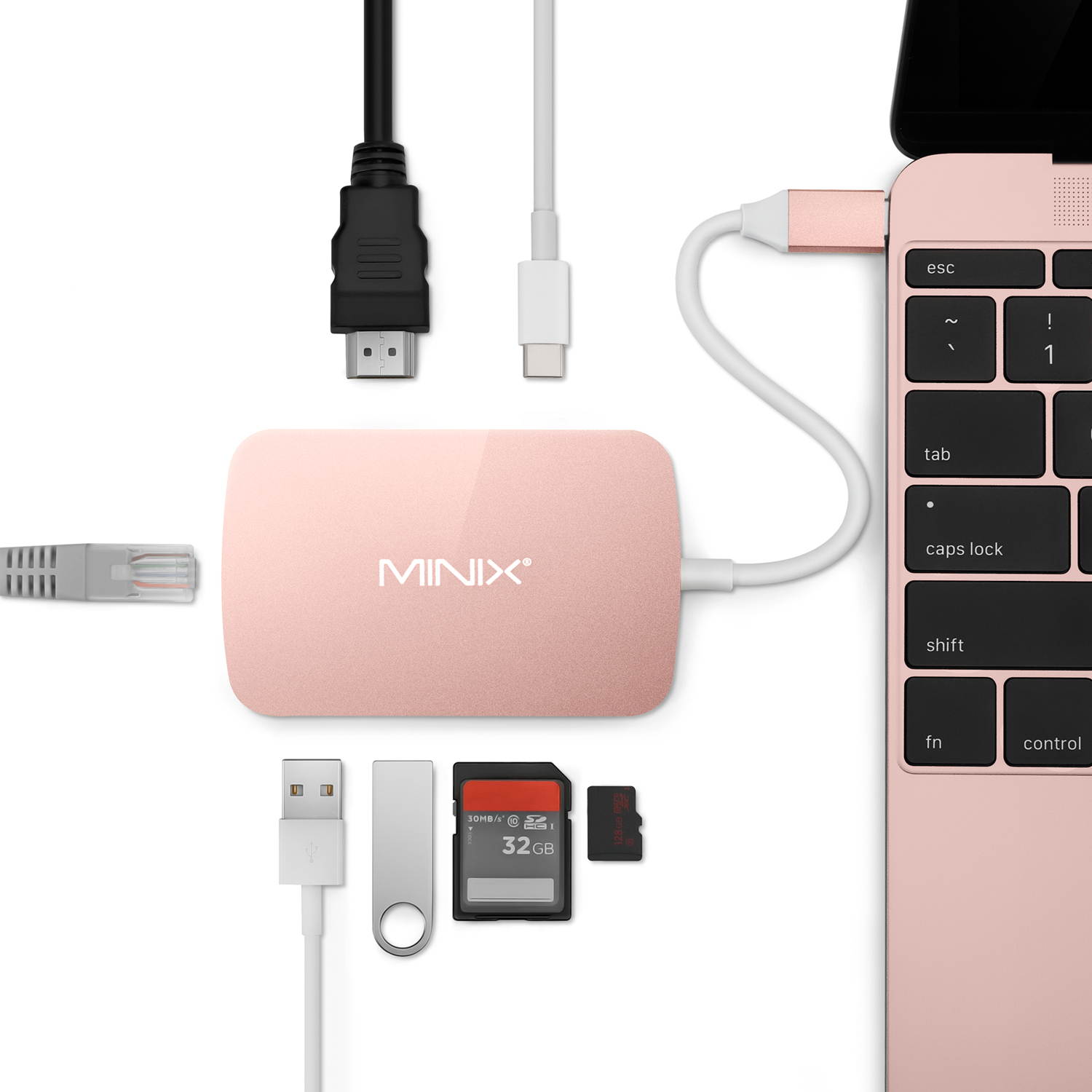 MINIX NEO C-X, USB-C Multiport Adapter with HDMI - Rose Gold[10/100Mbps Ethernet] (Compatible with Apple MacBook and MacBook Pro). Sold Directly by MINIX Technology Limited.