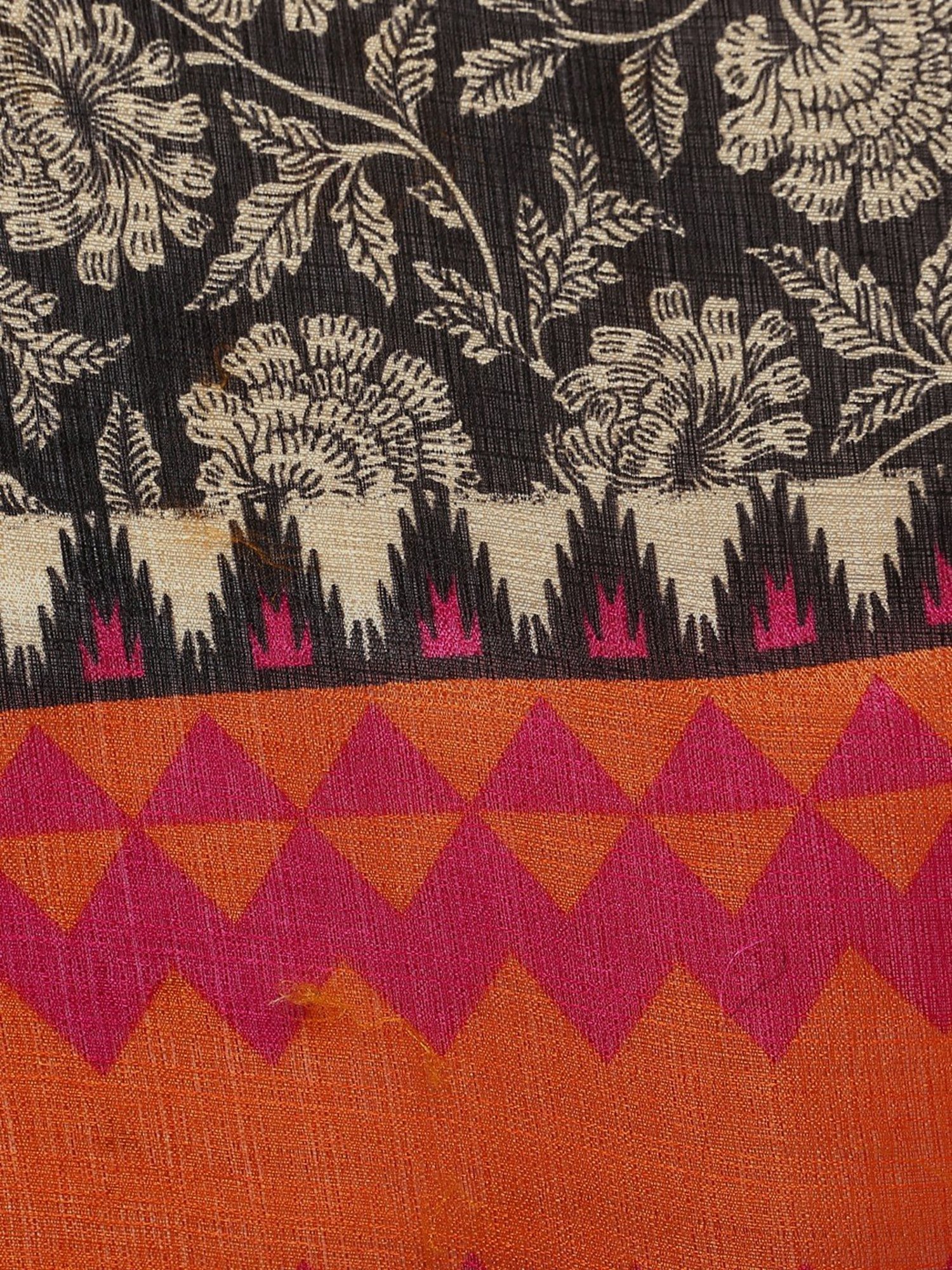 Saree Mall Pink & Black Floral Print Dupatta