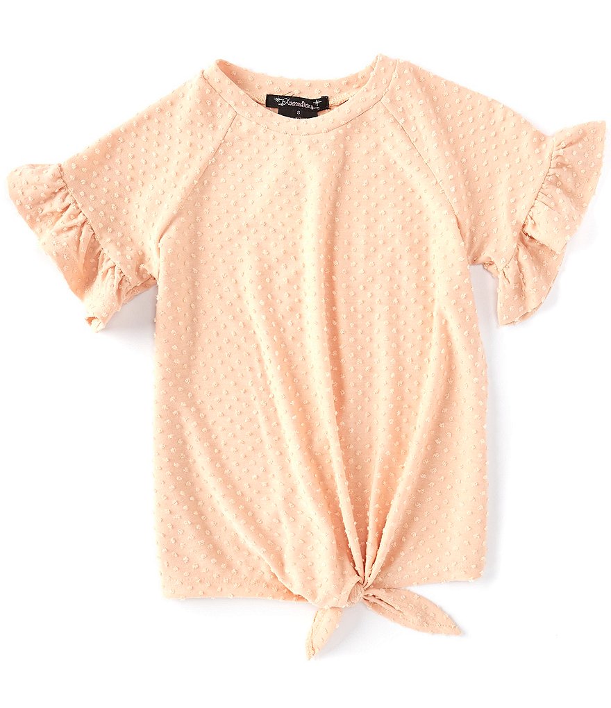 Xtraordinary Big Girls 7-16 Ruffle-Sleeve Clip Dot Tee