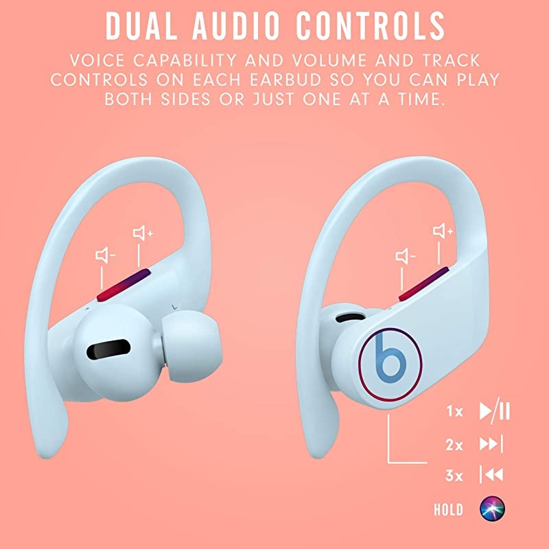 Power Pro Wireless Earbuds - Apple H1 Headphone Chip, Class 1 Bluetooth Headphones, 9 Hours of Listening Time, Sweat Resistant, Built-in Microphone - Glacier Blue
