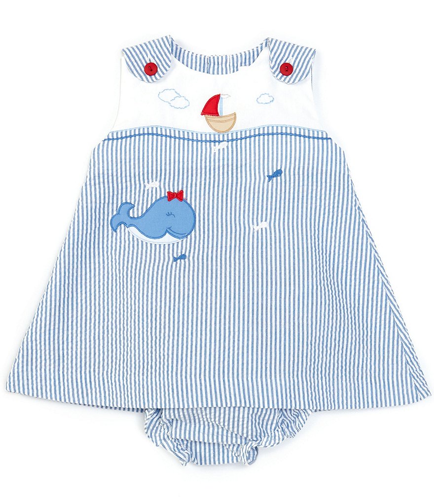 Petit Ami Baby Girls 3-24 Months Whale Applique Checked A-Line Dress