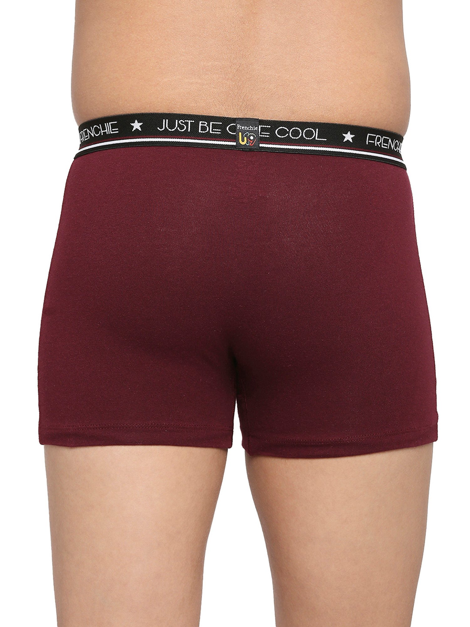 Frenchie Kids Wine & Grey Solid Trunks (Pack Of 2)