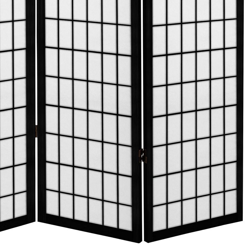 6 ft. Tall Canvas Window Pane Room Divider - Black (3 Panels)