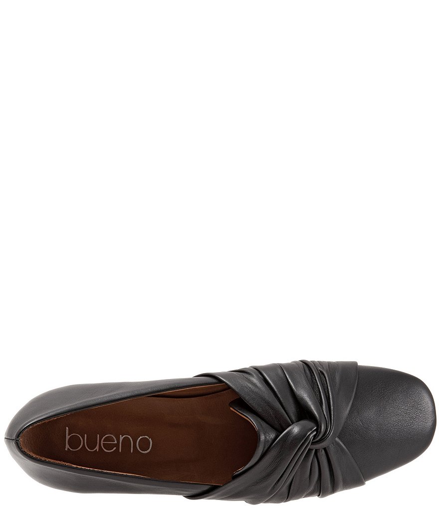 Bueno Emma Leather Pleated Knot Slip-On Flat Loafers