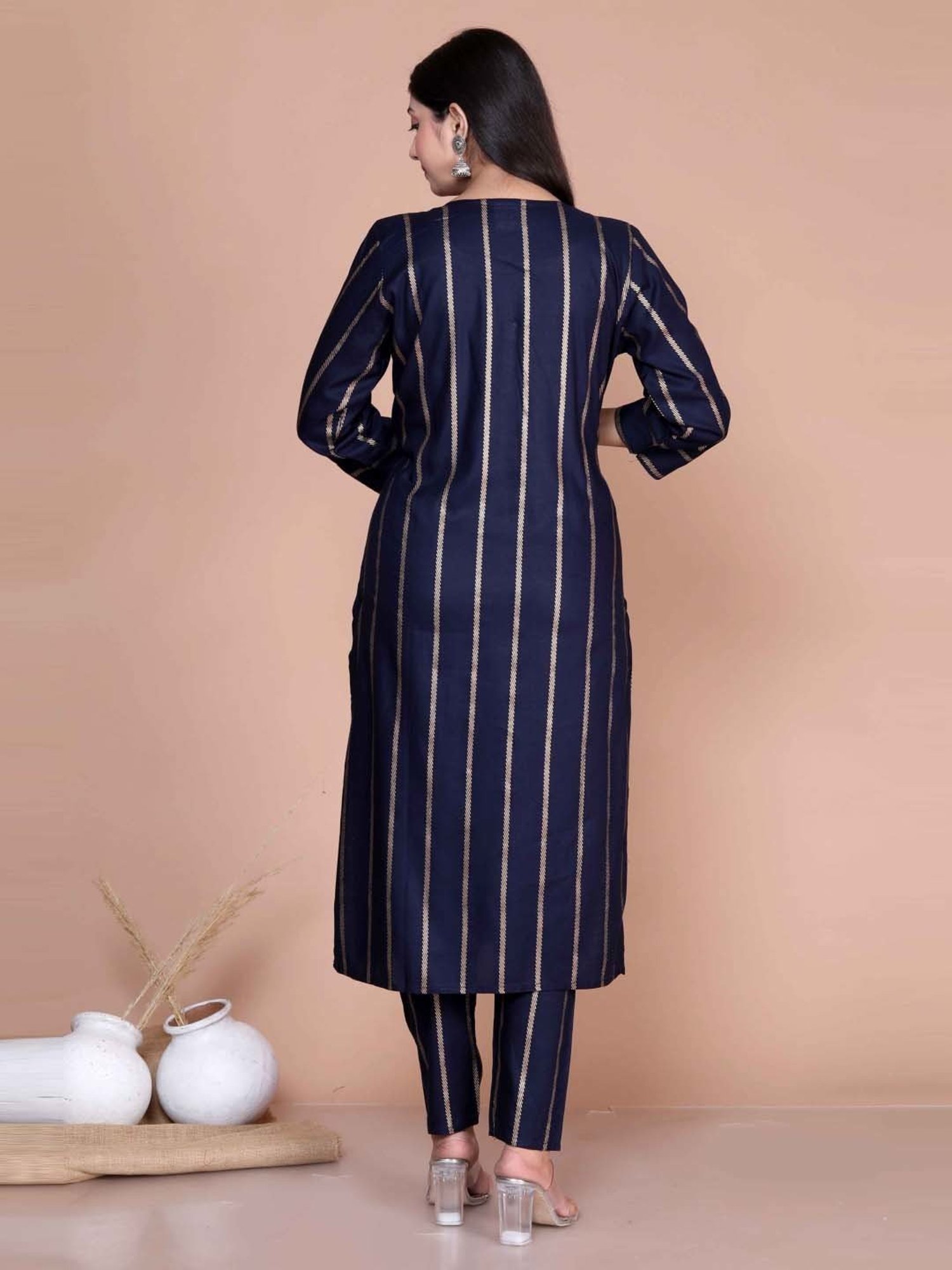 Miravan Blue Printed Kurta Pant Set