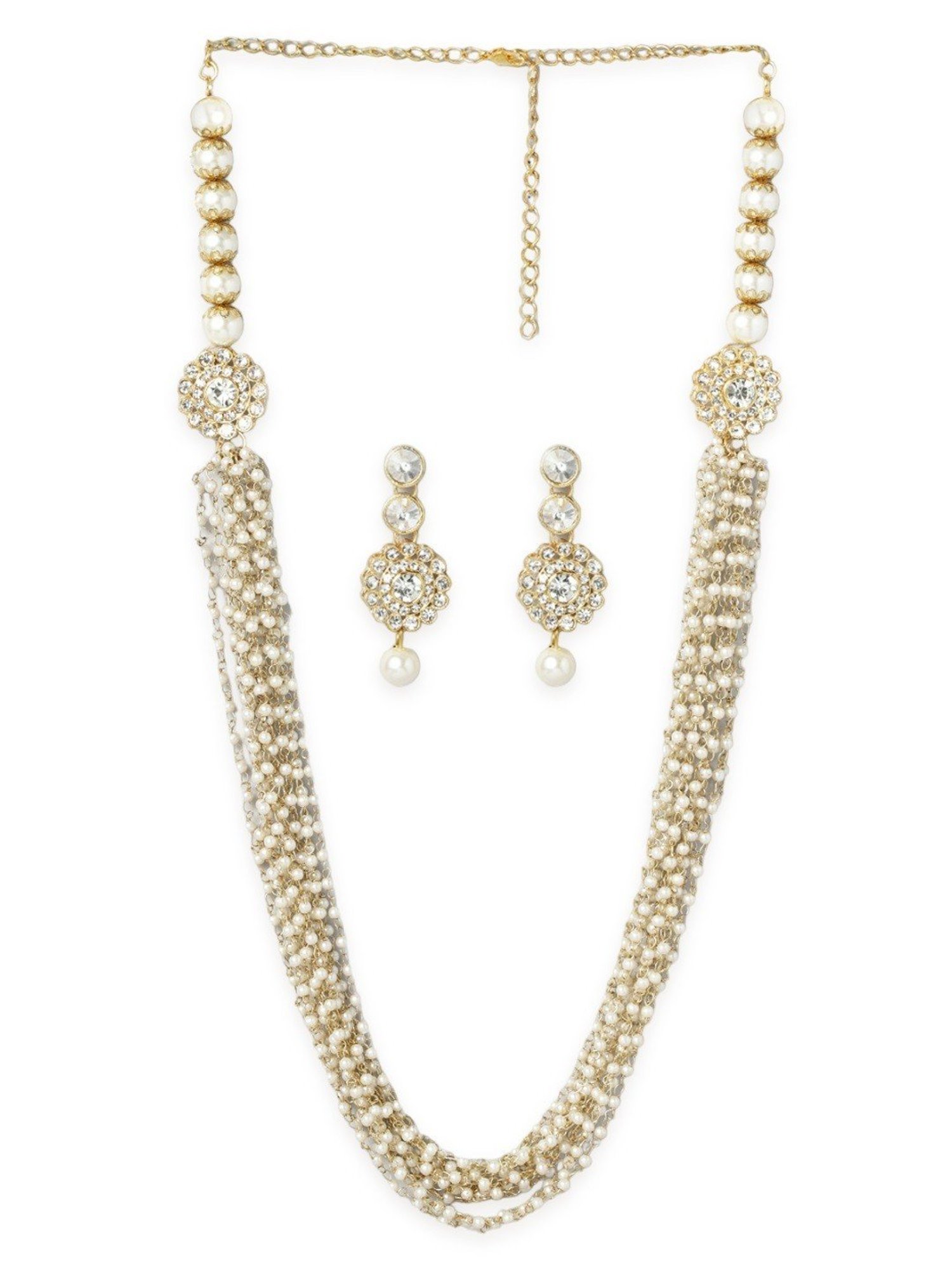 Oomph White Pearls Necklace & Earring Set