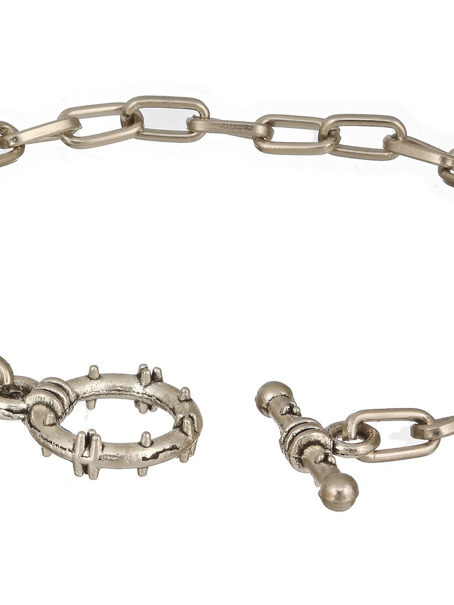 Aatmana Men Silver-Toned Rhodium-Plated Link Bracelet