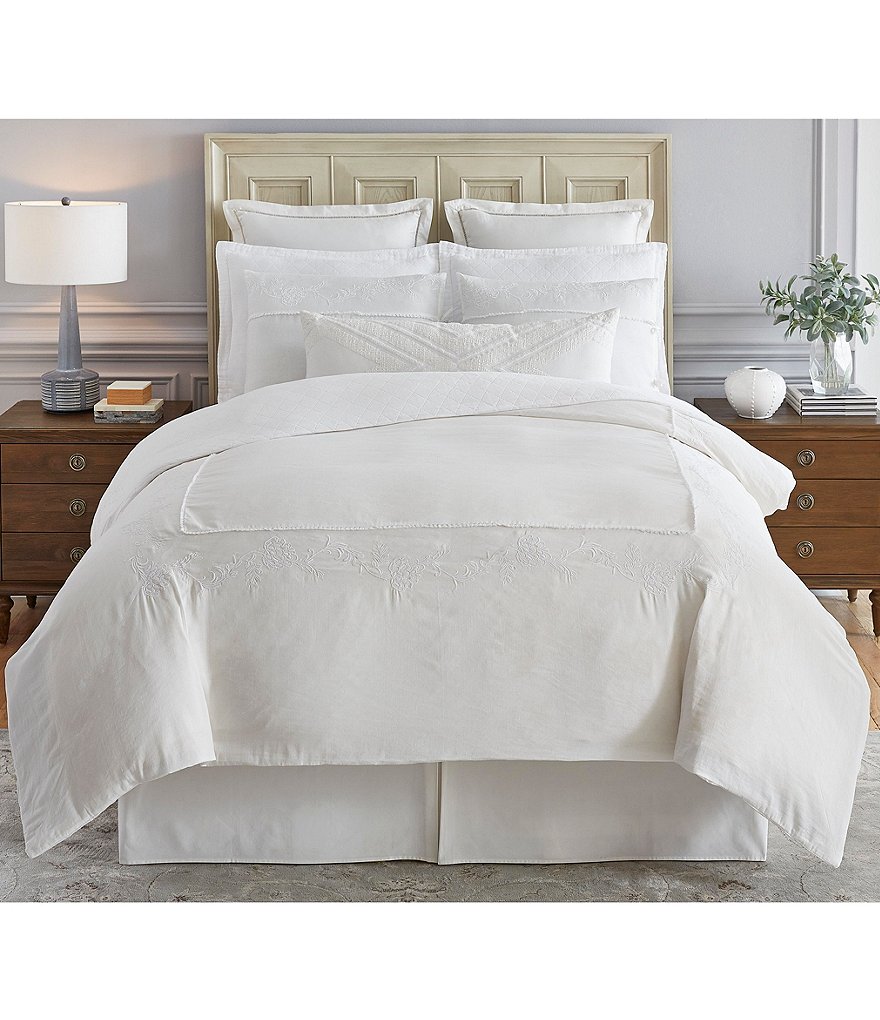 Southern Living Sommerset Embroidered Linen & Cotton Duvet Cover Mini Set