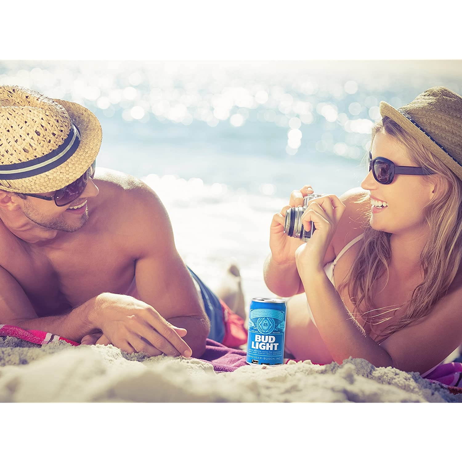 Bud Light Bluetooth Can Speaker- Wireless Audio Sound Stereo Beer Can, Bluetooth BudLight Music Player Portable Travel Stereo Speaker. Official Bud Light Universal Speaker for all Devices - Blue Bud