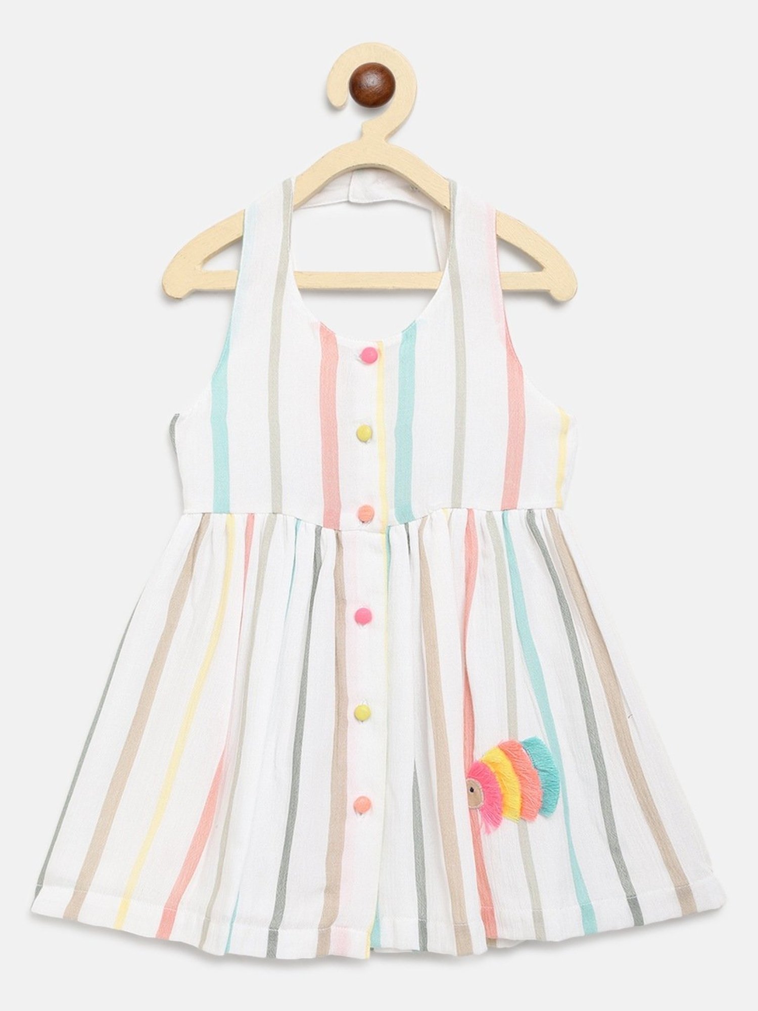 Nauti Nati Kids Multicolor Cotton Striped Dress