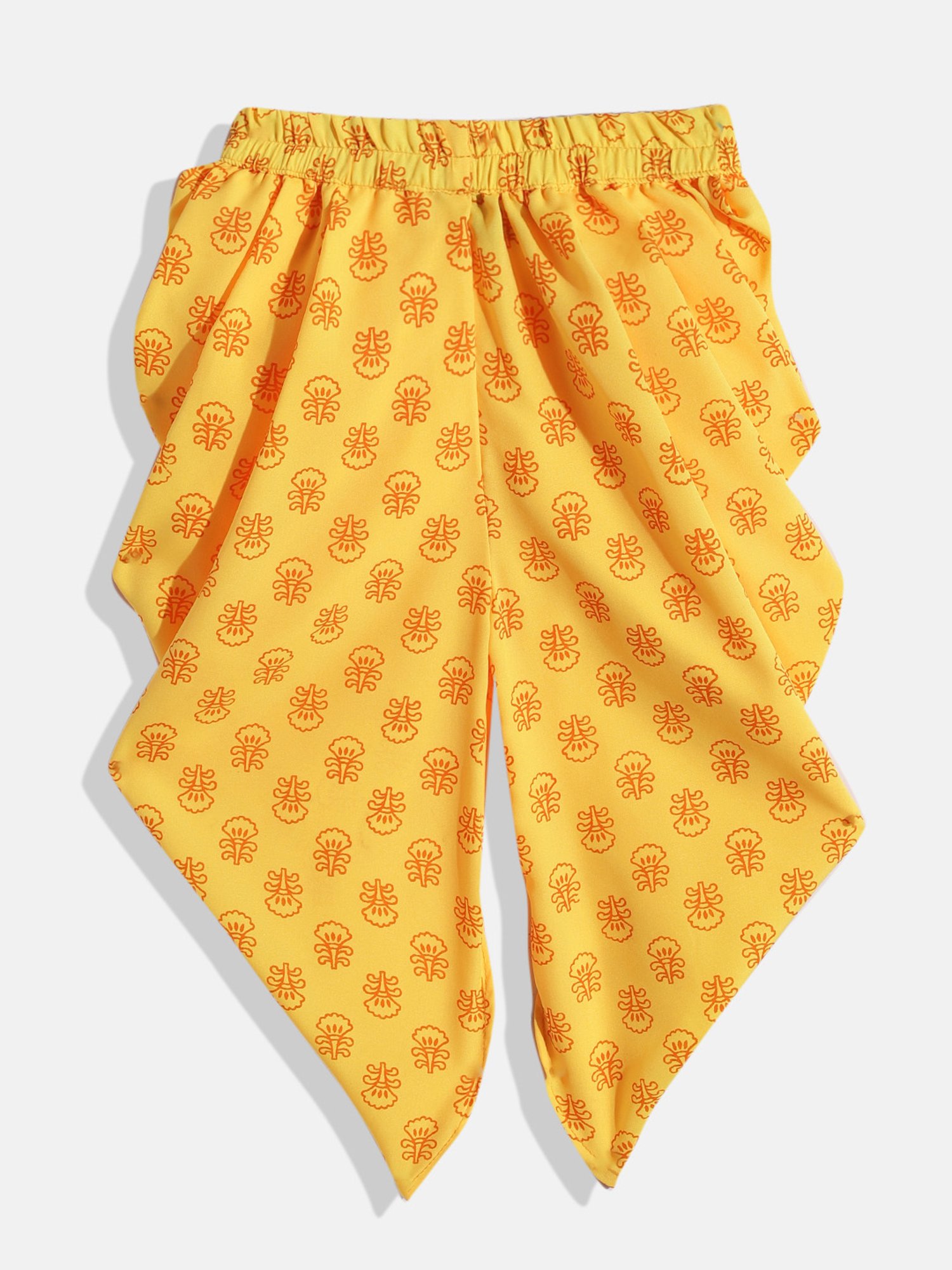 TWISHA Kids Black & Yellow Striped Top with Dhoti