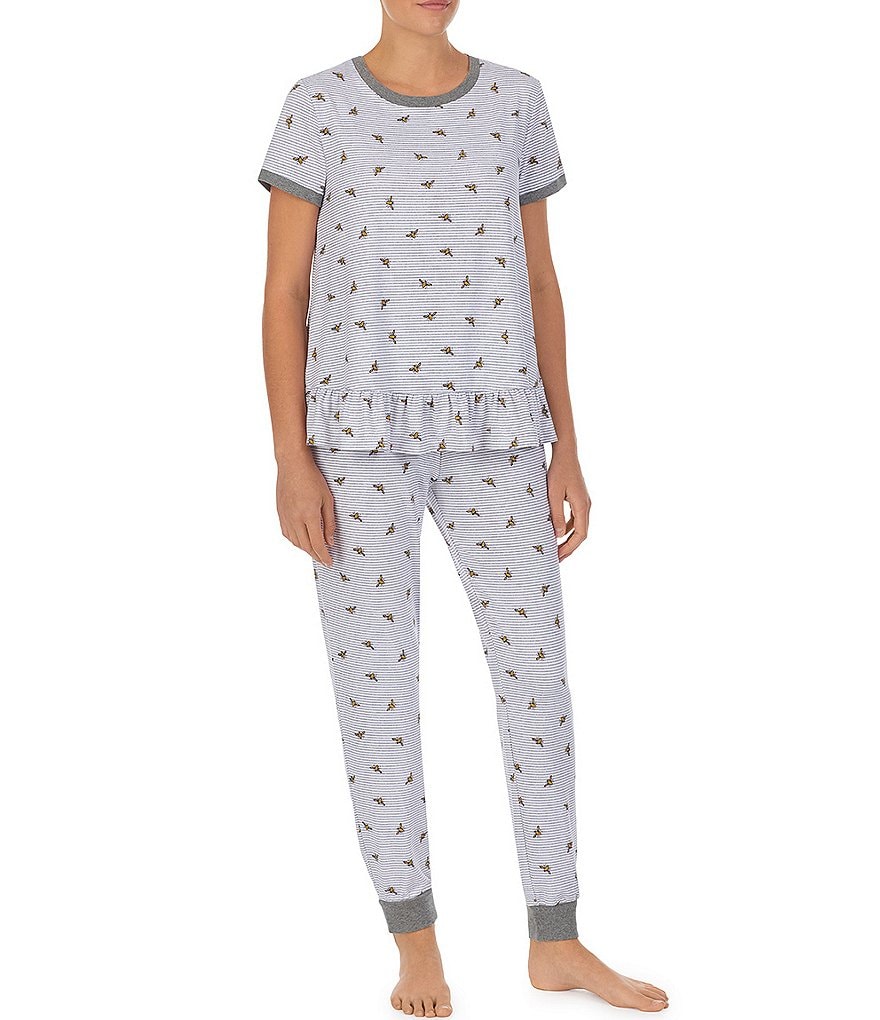 Kensie Ballerina Owl Printed Jersey Knit Jogger Coordinating Pajama Set