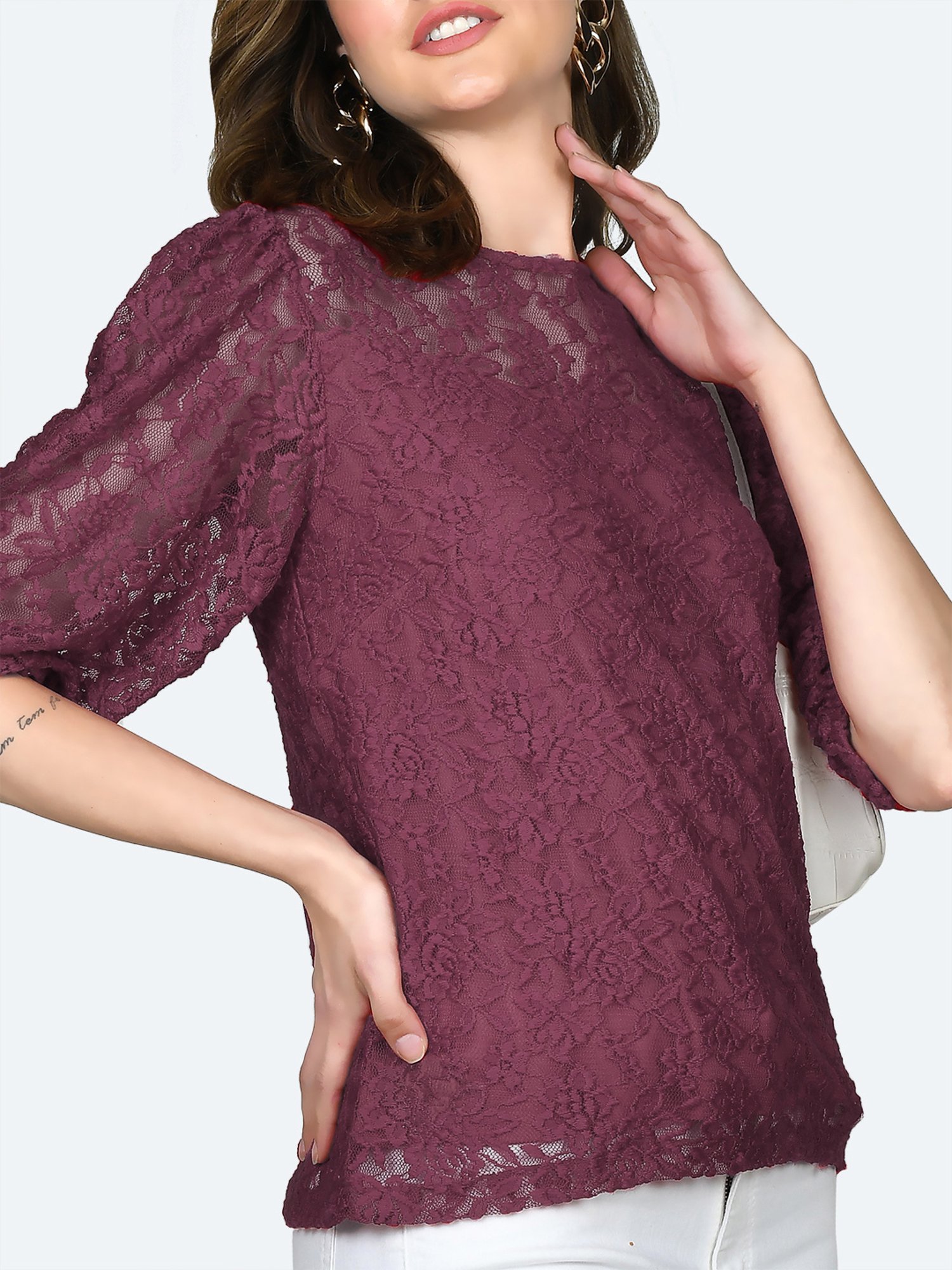 Zink London Wine Lace Top