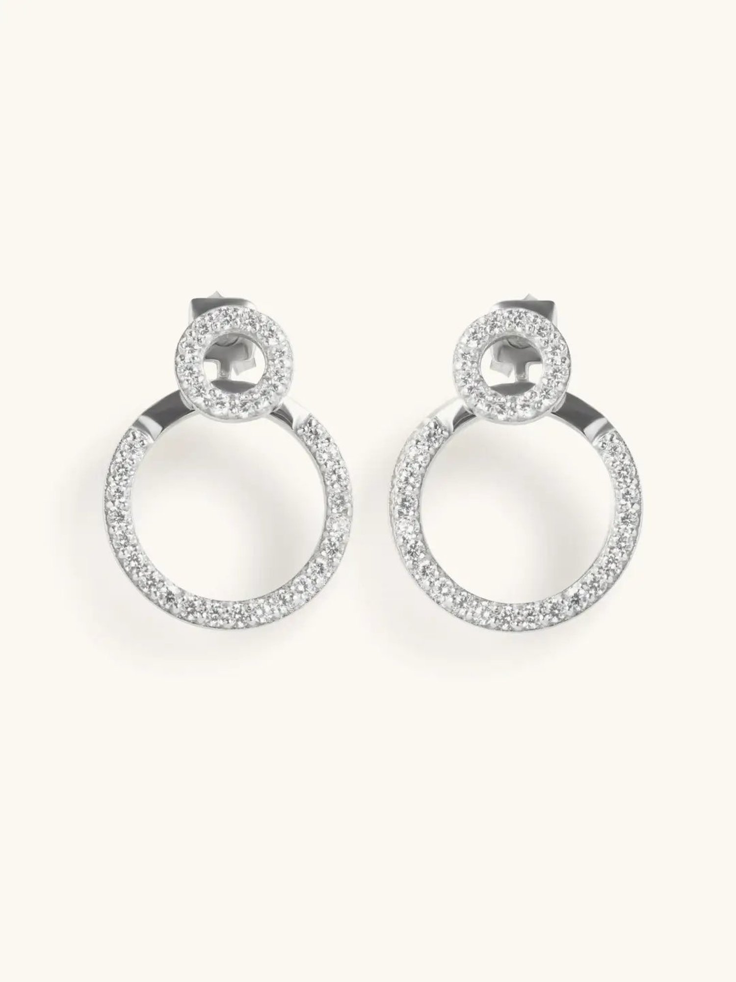 Mabel 92.5 Sterling Silver Dual Halo Studded Drop Earrings for Women