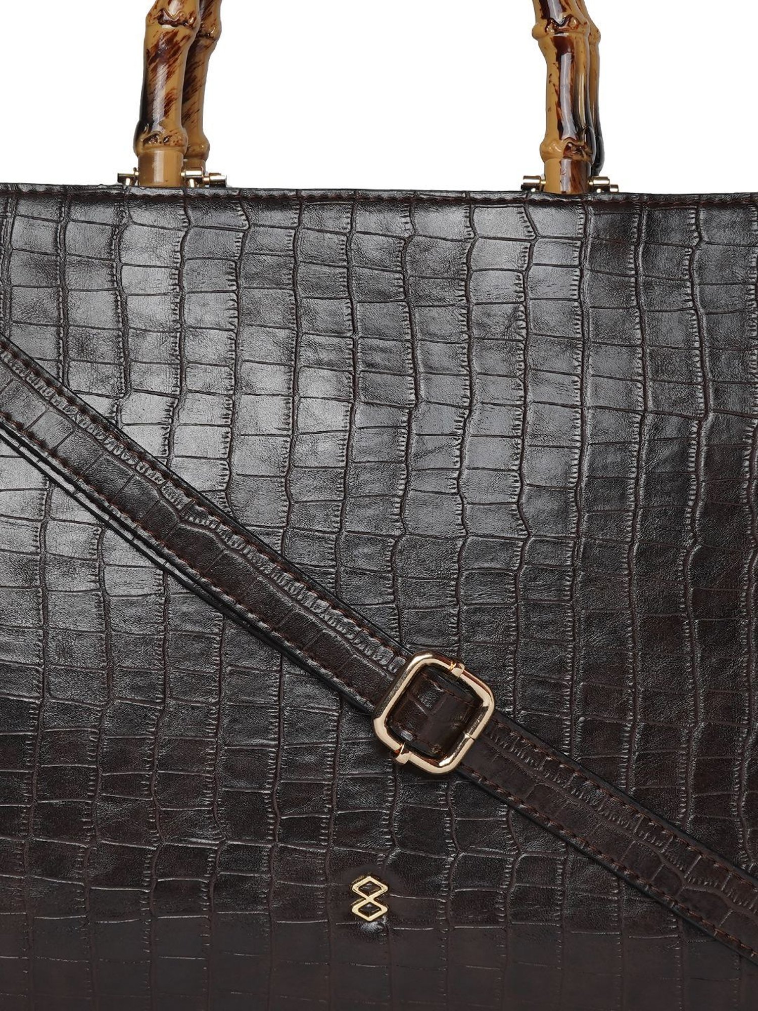 Horra Brown Textured Medium Handbag