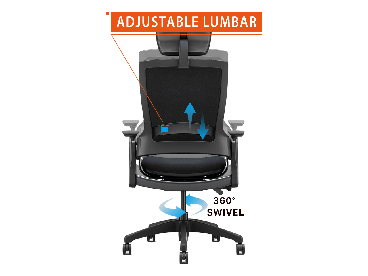 CLATINA 247 Series High Back Ergonomic Office Desk Chairs and Executive Chairs with Back Support, Black