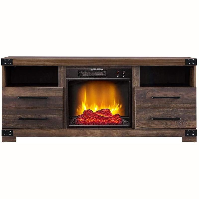 HearthPro Perry Electric Fireplace TV Stand in Rustic Brown - SP6543-OF