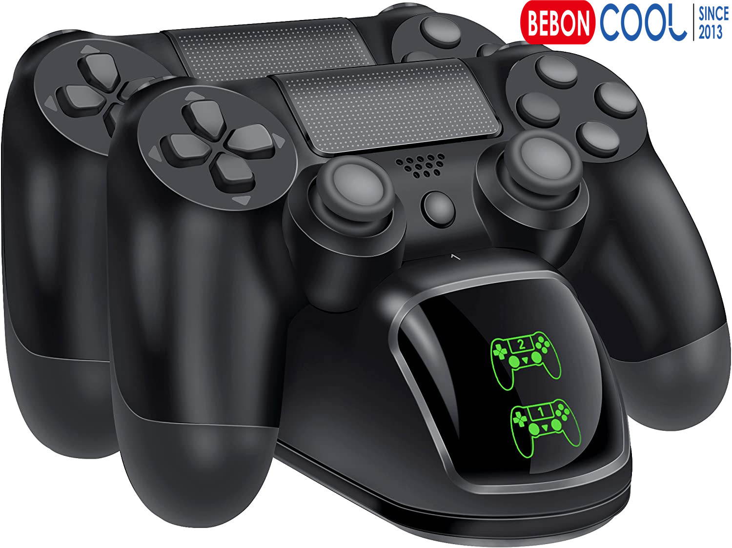 BEBONCOOL PS4 Controller Charger, Controller USB Charging Station Dock for DualShock 4, ps4 charging station for Sony Playstation4 / PS4 / PS4 Slim / PS4 Pro Controller-Black