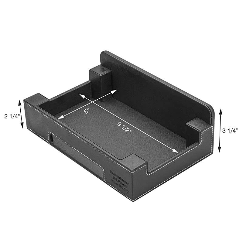 Charging Station Slim Black Faux Leather Executive Multi Device Organizer for Smartphones Tablets & Laptops Includes Charging Strip Combo