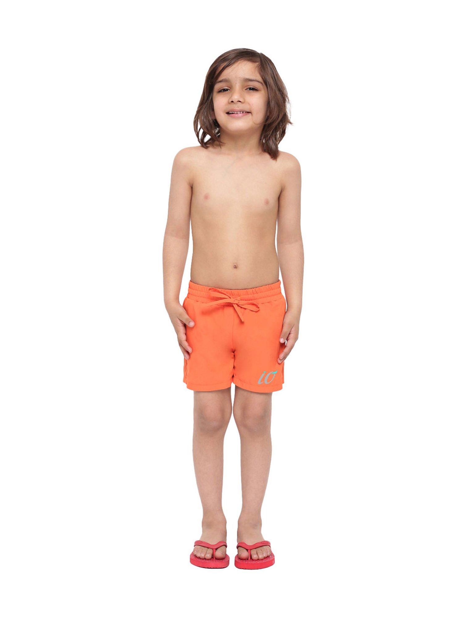 IO Kids Orange & Grey Printed Shorts