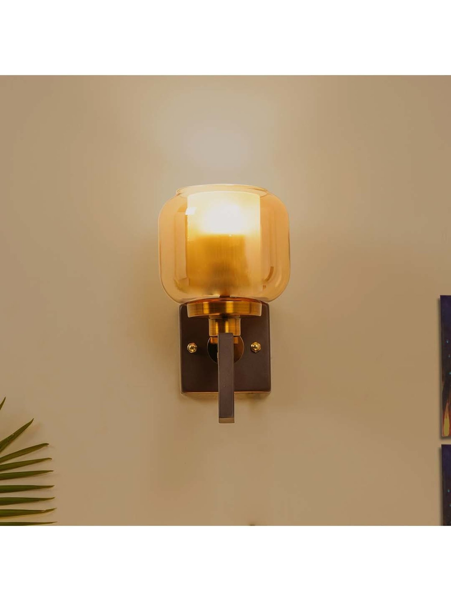 Kapoor E Illuminations Bradwell Antique Gold & Brown Metal Modern Wall Light - Set of 1