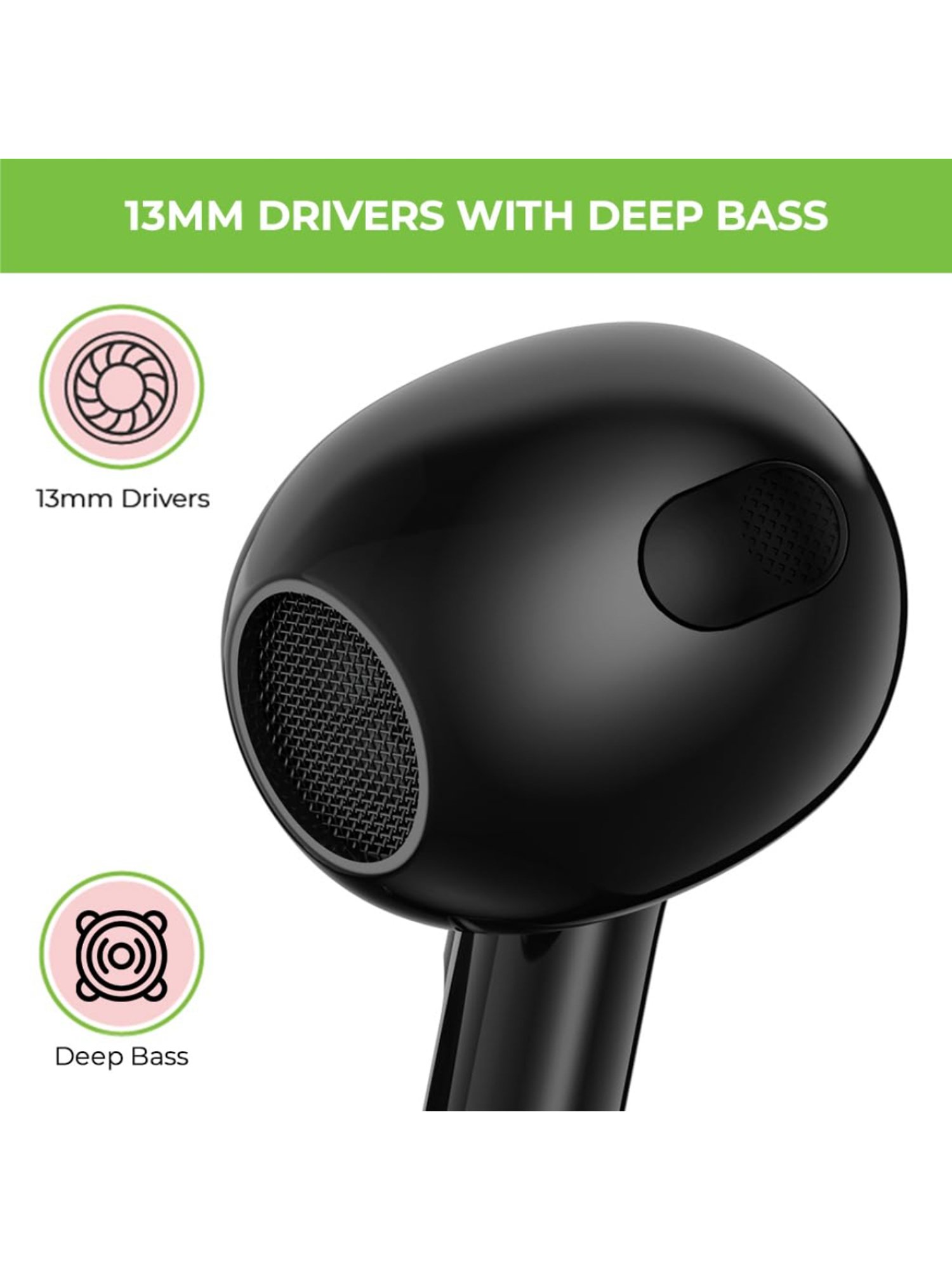 ULTRAPROLINK UM1147 Bluetooth Earbuds with 12H Playtime, Game Mode (Black, True Wireless)