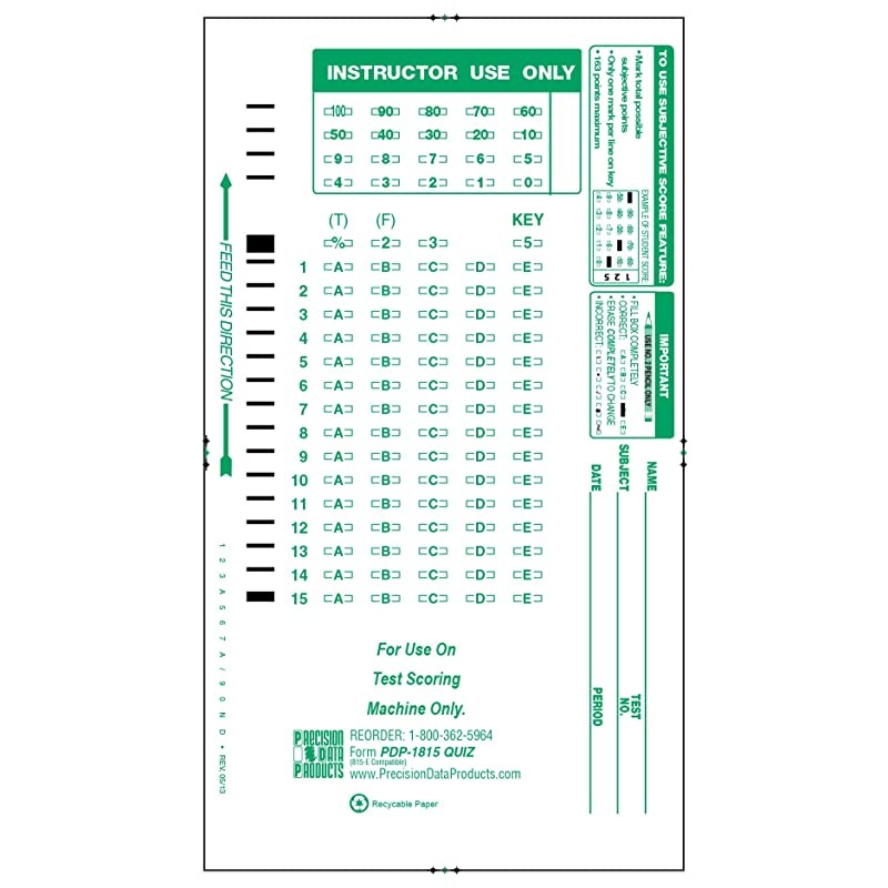 Compatible Quiz Sheet a PDP 815 Quiz Sheet 500 Sheet Pack