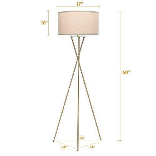 Brightech Jaxon LED Tripod Floor Lamp &ndash; Mid Century Modern with Contemporary Innovation &ndash; Soft Ambient Lighting Tall Standing Easel Survey Lamp for Bedroom, Den, Family or Living Room or Office &ndash;Brass