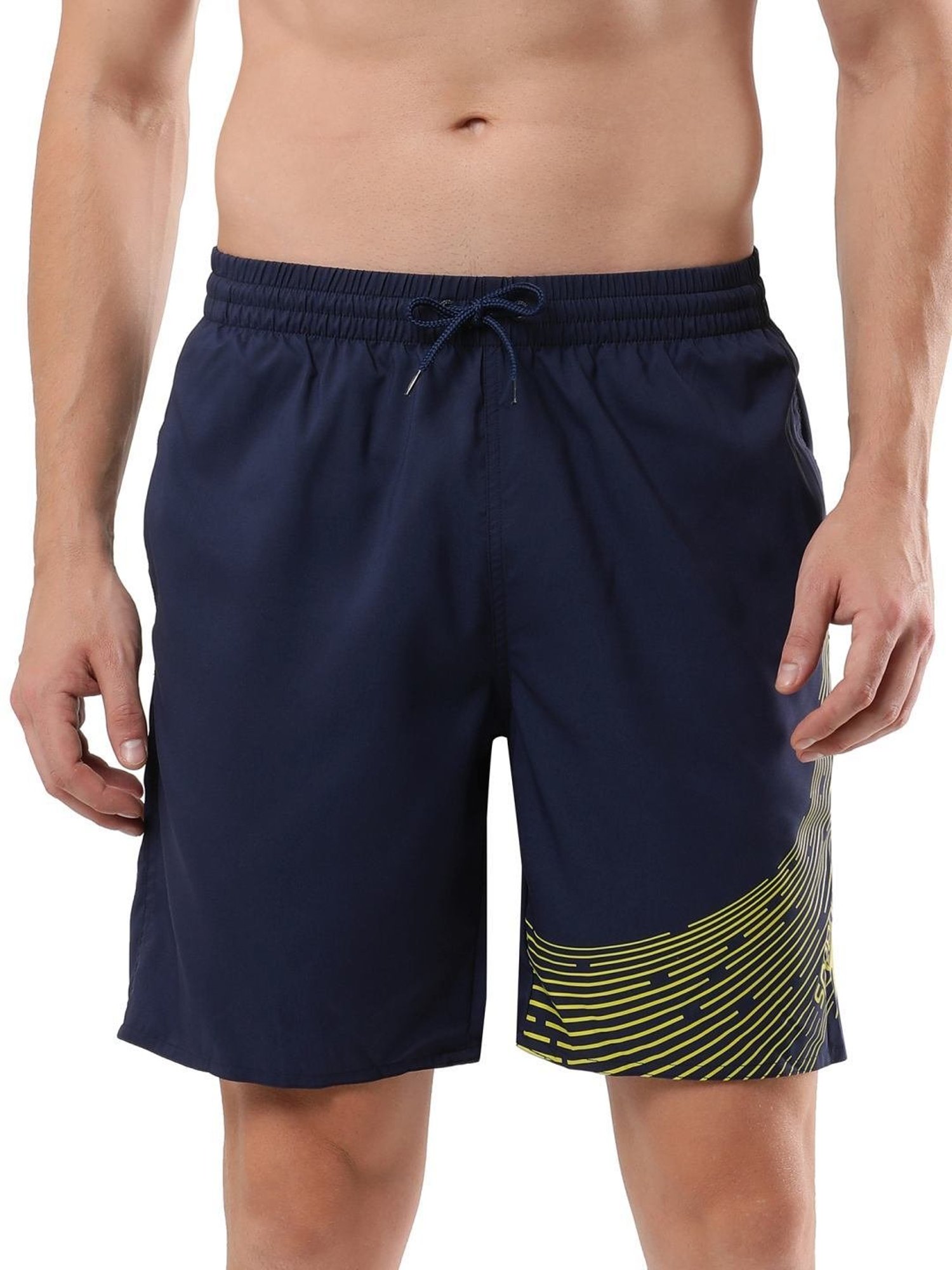 Speedo Navy Regular Fit Printed Swim Shorts