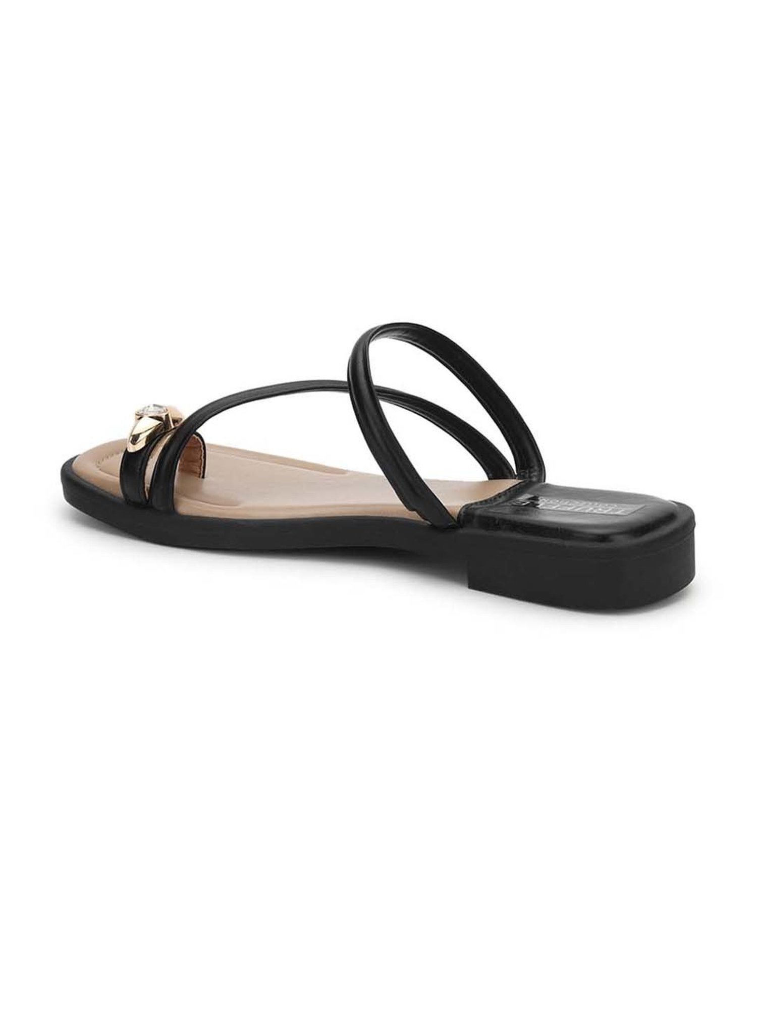 Truffle Collection Women's Black Toe Ring Sandals