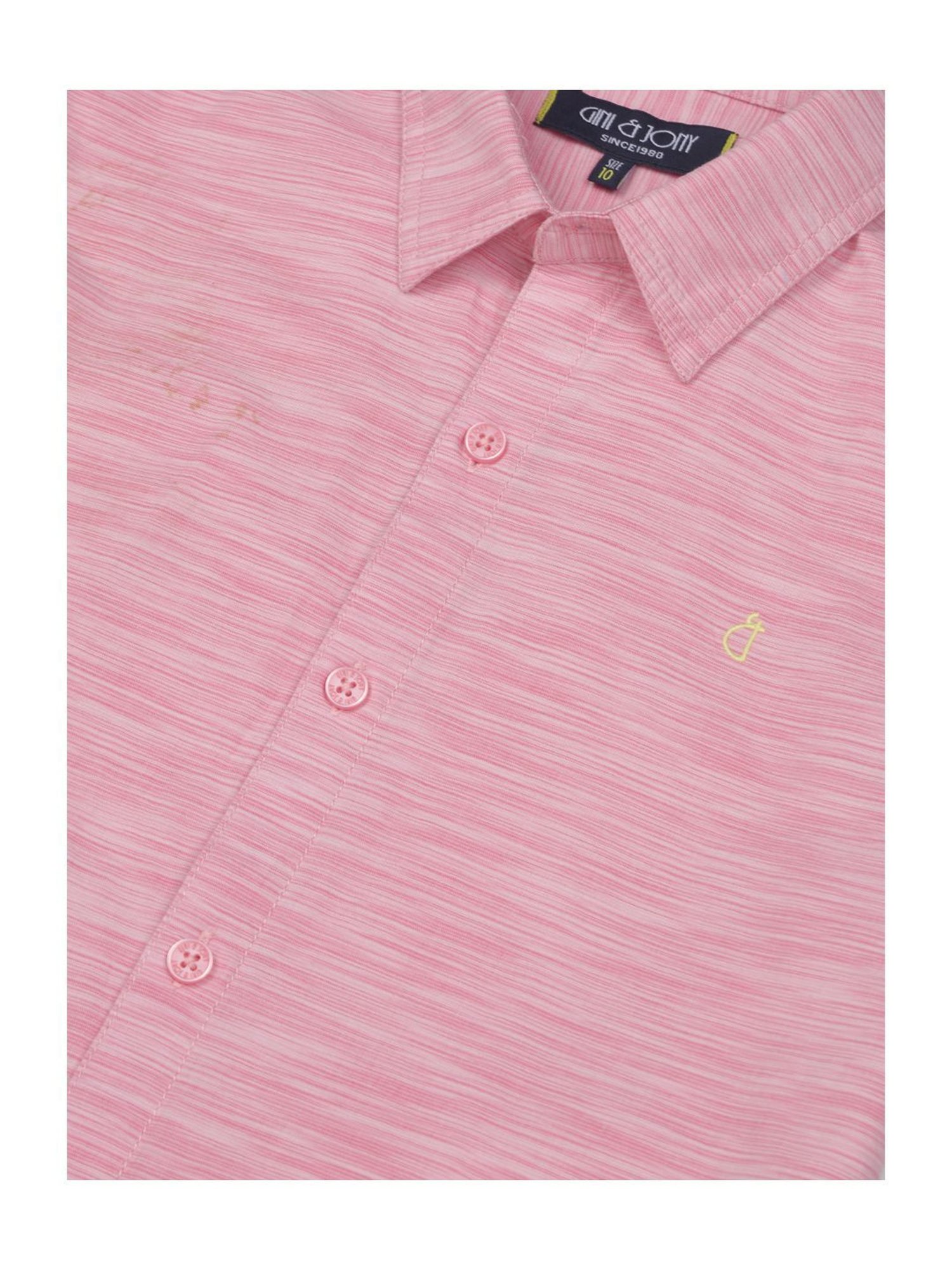 Gini & Jony Kids Pink Cotton Regular Fit Shirt