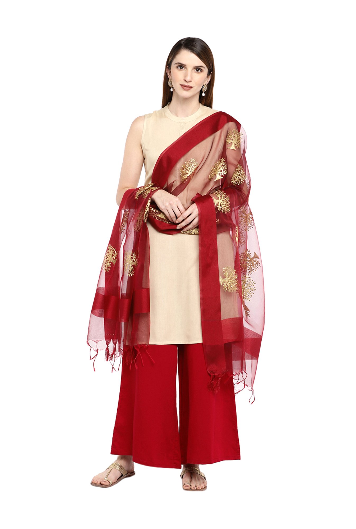 Stylum Red Plain Dupatta