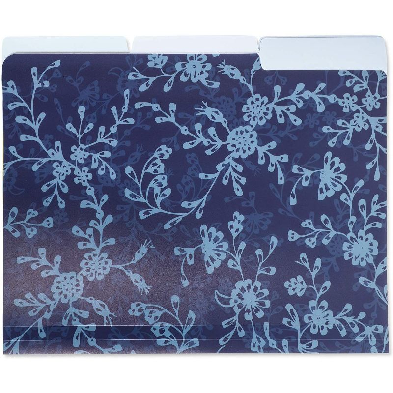 Paper Junkie 6-Pack Floral Plastic File Cabinet Folders with 1/3 Cut Tab A4 Letter Size Document 11.5 x 9 in
