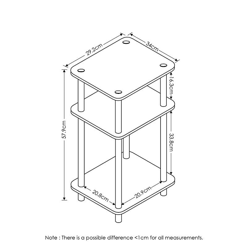 Jaya Simple Home 3Tier Adjustable Shelf Bookcase Black Just 3Tier End Table 1Pack AmericanoBlack