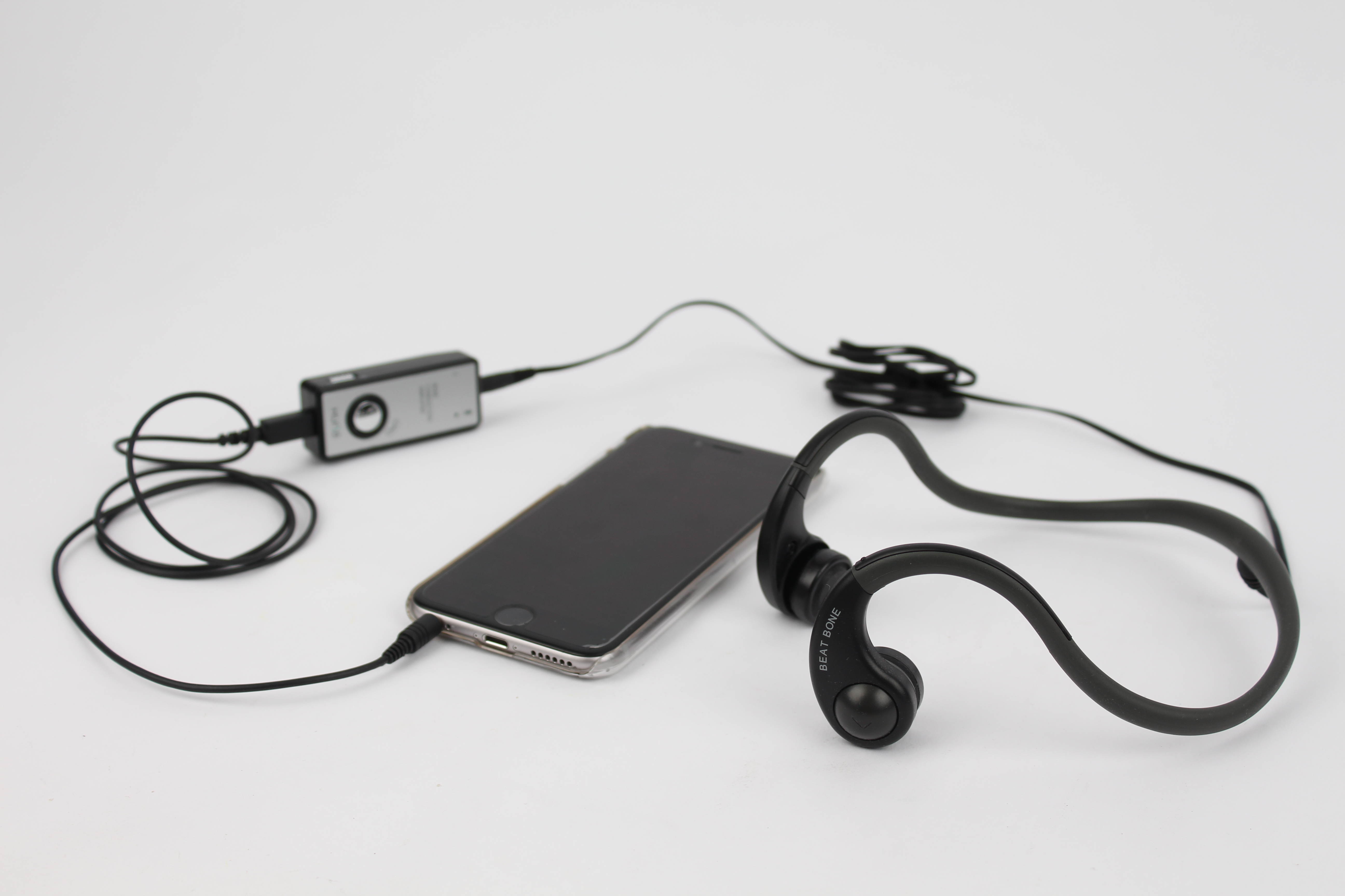 Hitrons Solutions ENO-BBLK Open Ear Bone Conduction Headphone with Amplifier, Microphone & Sports - Black