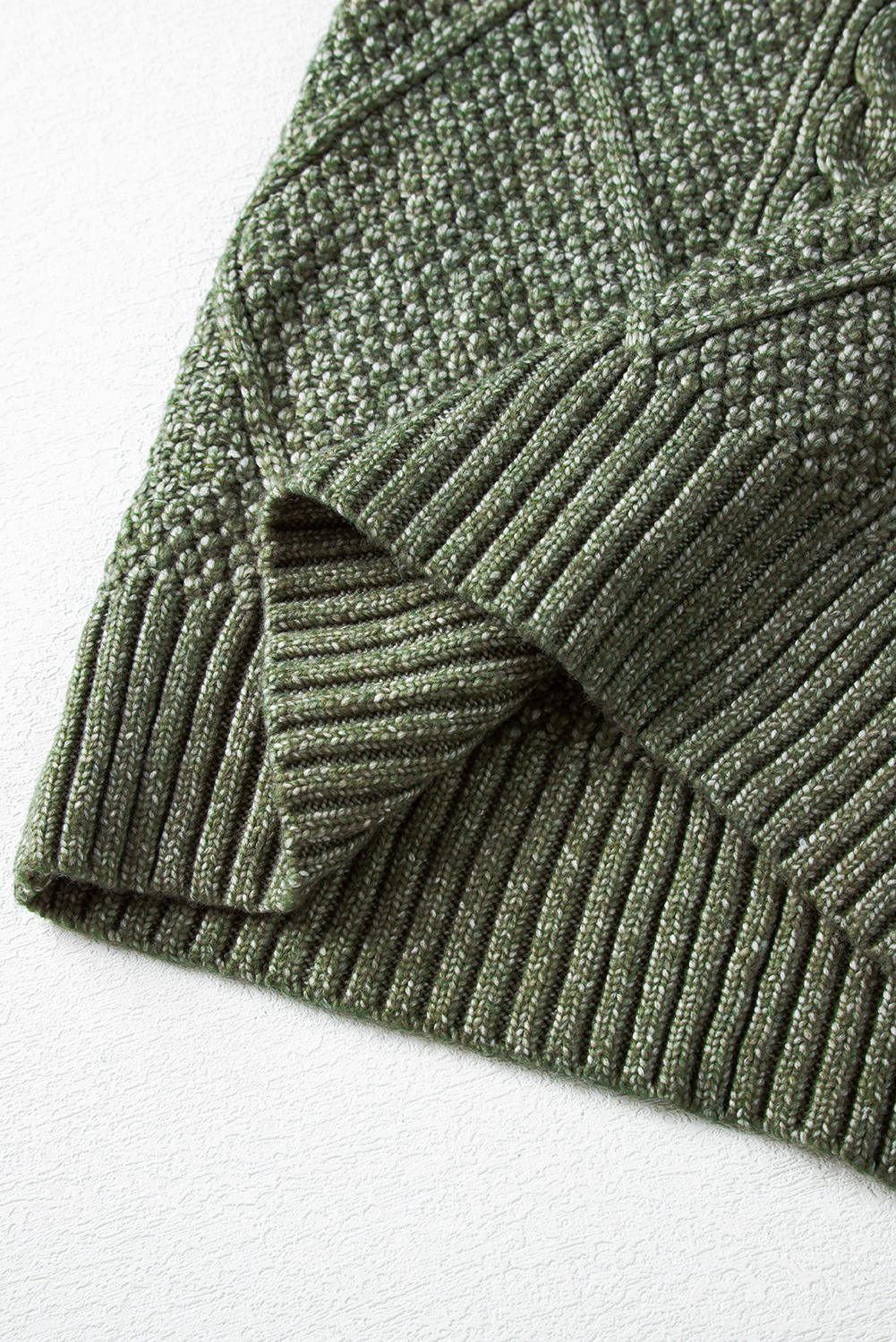 Mist Green Twist Cable Knit Drop Shoulder Loose Fit Sweater Dress