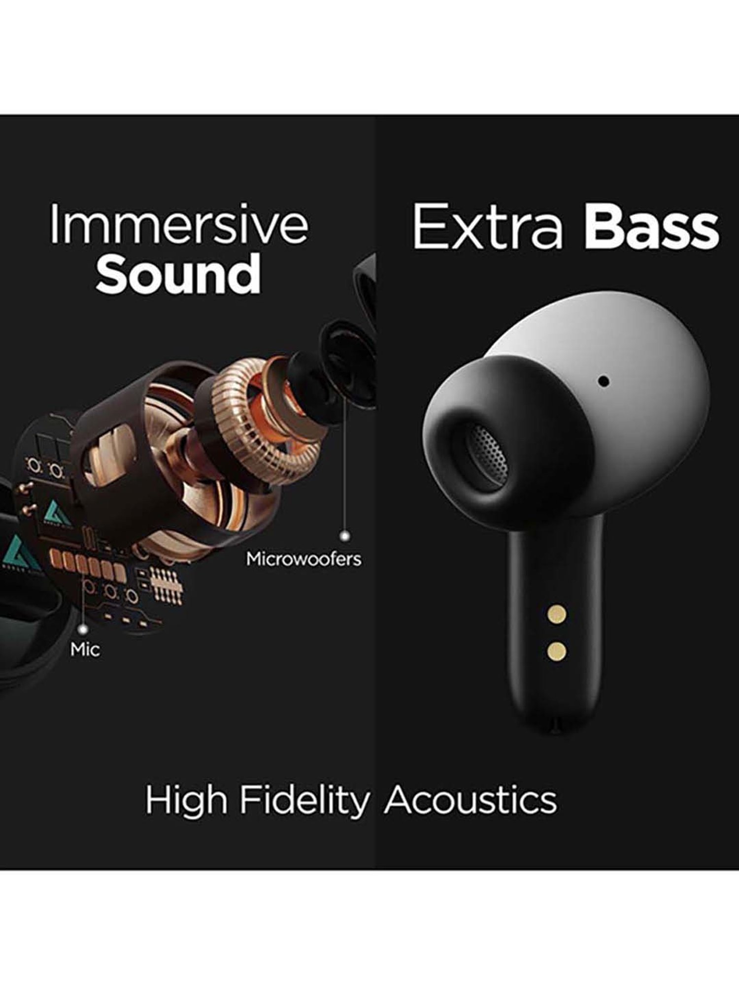 Boult Audio AirBass Y1 True Wireless Bluetooth Earbuds with Mic (Black)