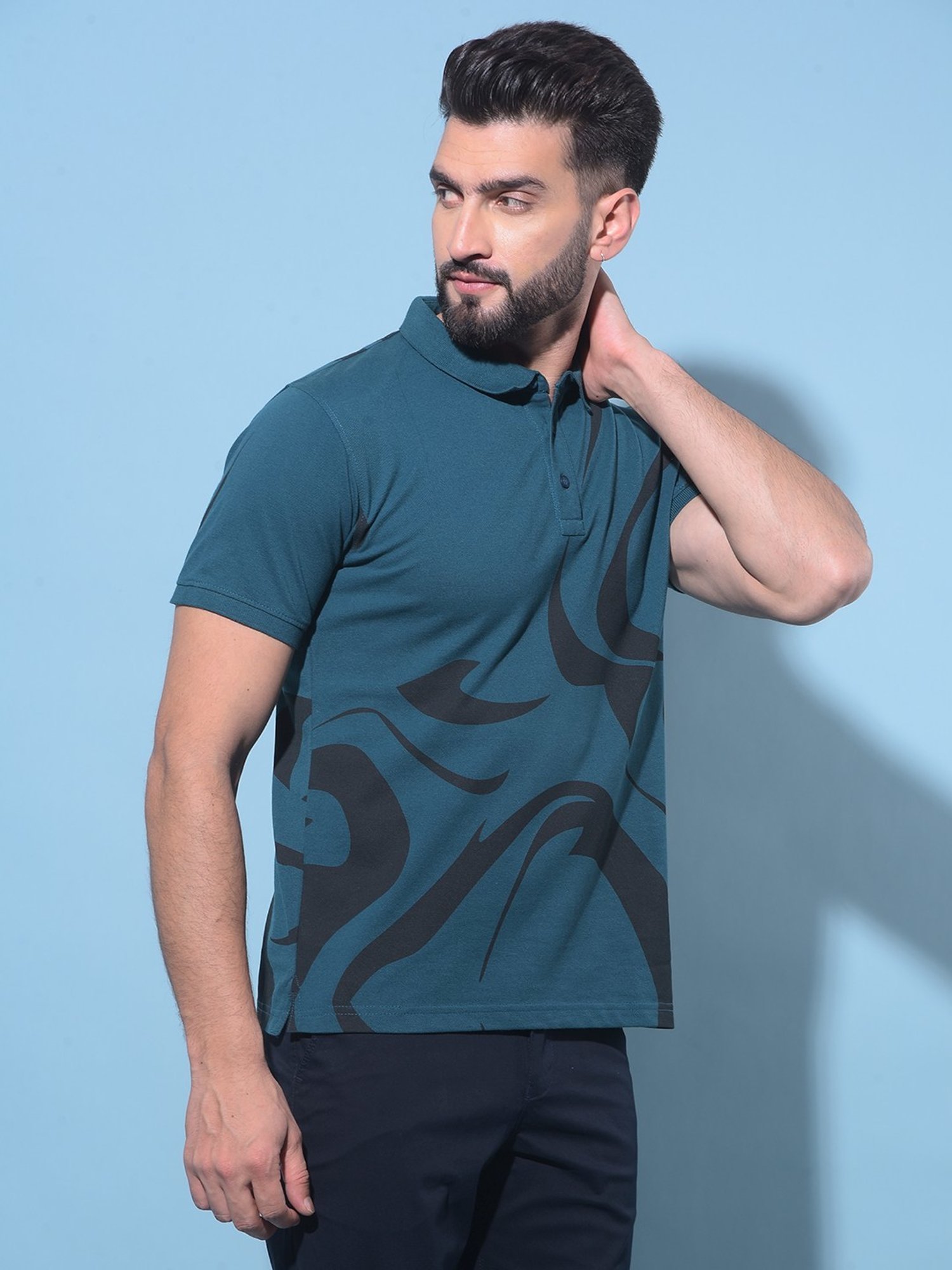 Crimsoune Club Green  Slim Fit Printed Polo T-Shirt