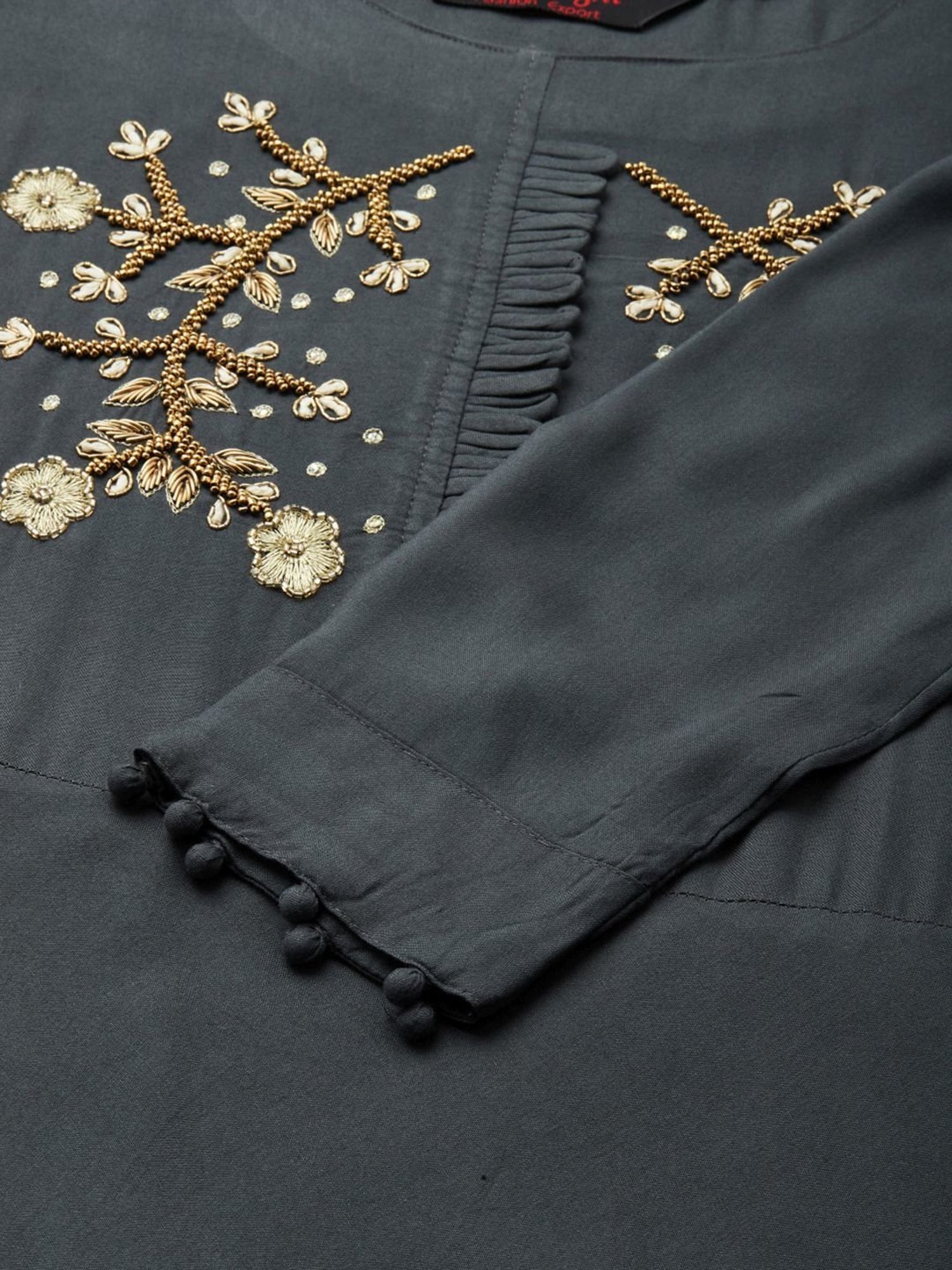 HIGHLIGHT FASHION EXPORT Grey Embellished Maxi Dress