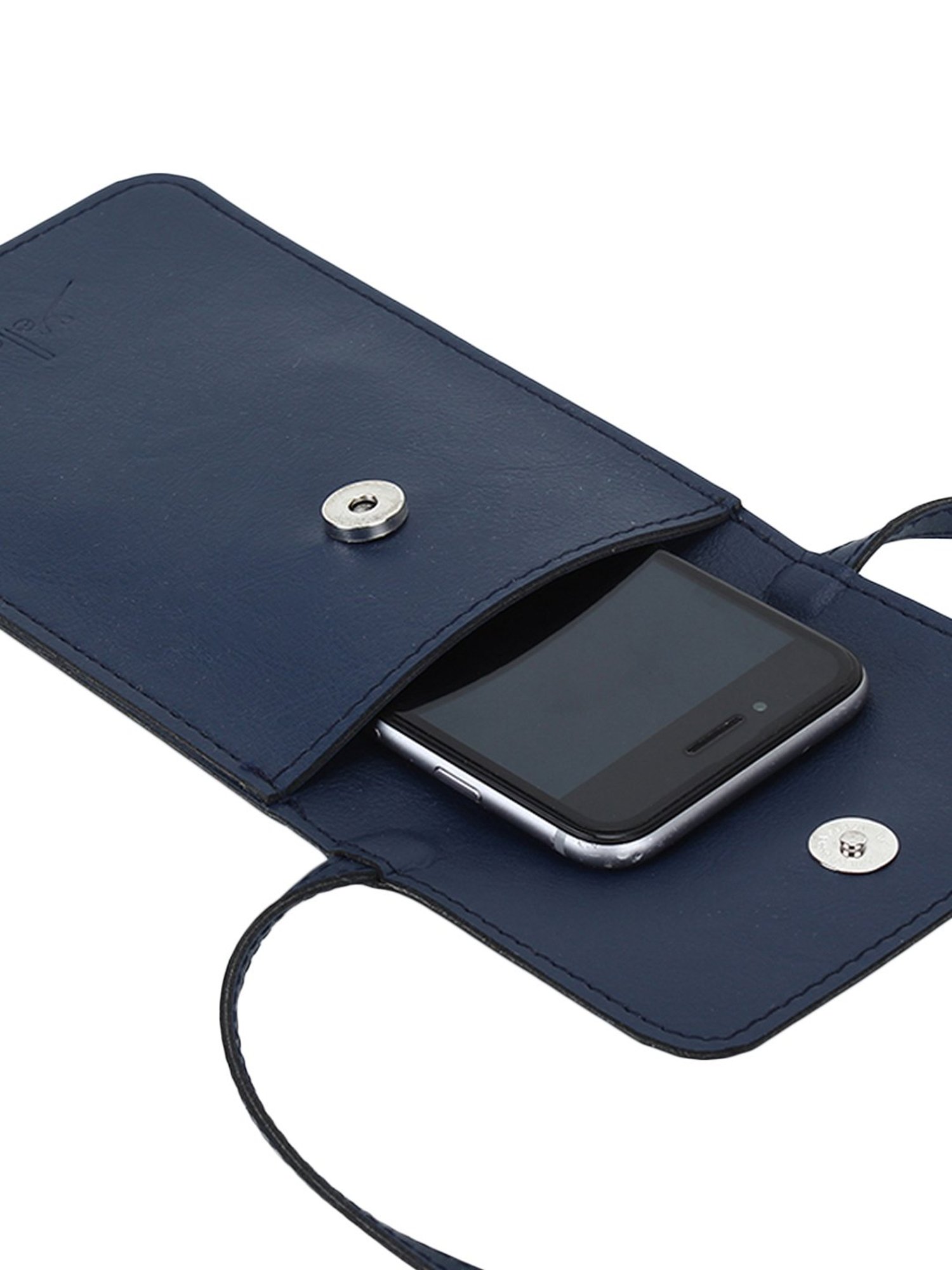 Yelloe Navy Solid Mobile Pouch for Women