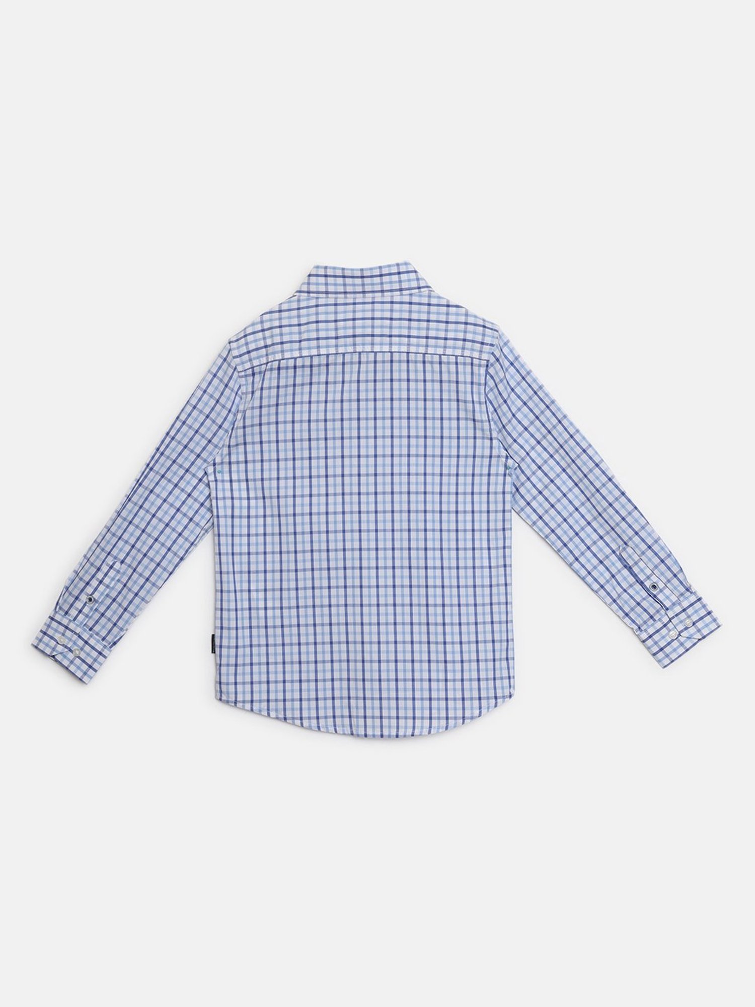 Beverly Hills Polo Club Kids White & Blue Checks Full Sleeves Shirt