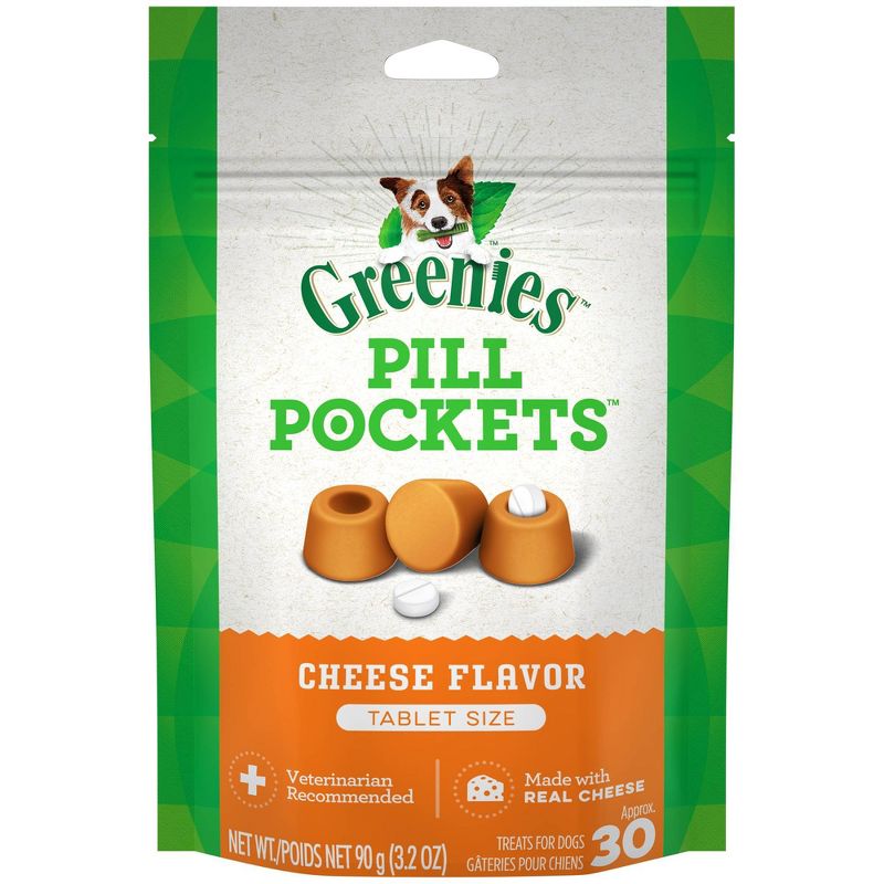 Greenies Pill Pockets Tablet Size Natural Chewy Dog Treats Cheese Flavor - 3.2oz