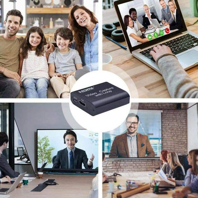 4K HD HDMI Video Capture Card, Audio Video Capture Card with Loop Out, HDMI to HDMI & USB 2.0 1080P, Plug and Play for Live Video Streaming Record, Black