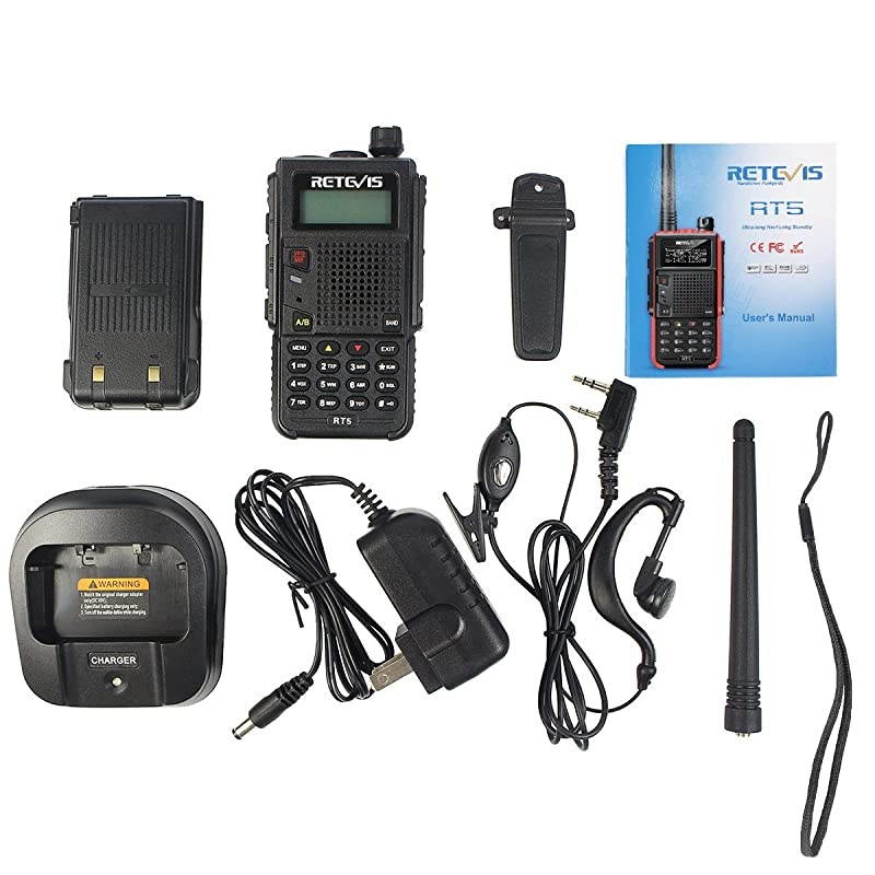 RT5 Two Way Radio Long Range VHFUHF Dual Band Handheld Ham Radio 128CH VOX FM Walkie Talkie1 Pack