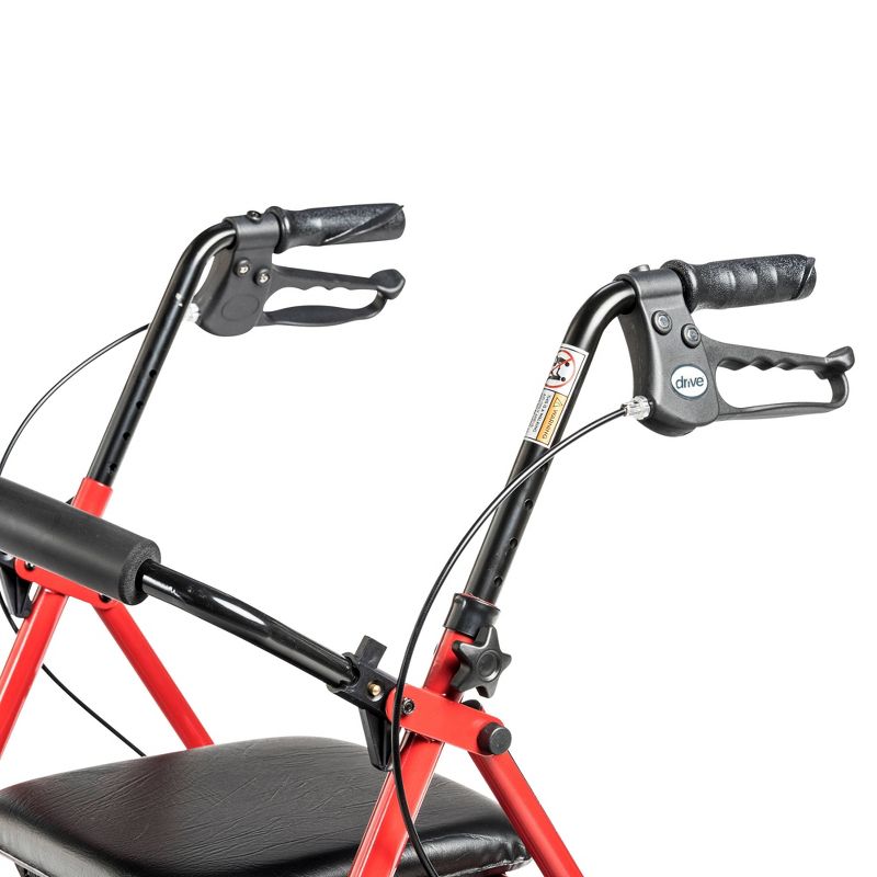 Drive Medical Four Wheel Walker Rollator with Fold Up Removable Back Support, Red