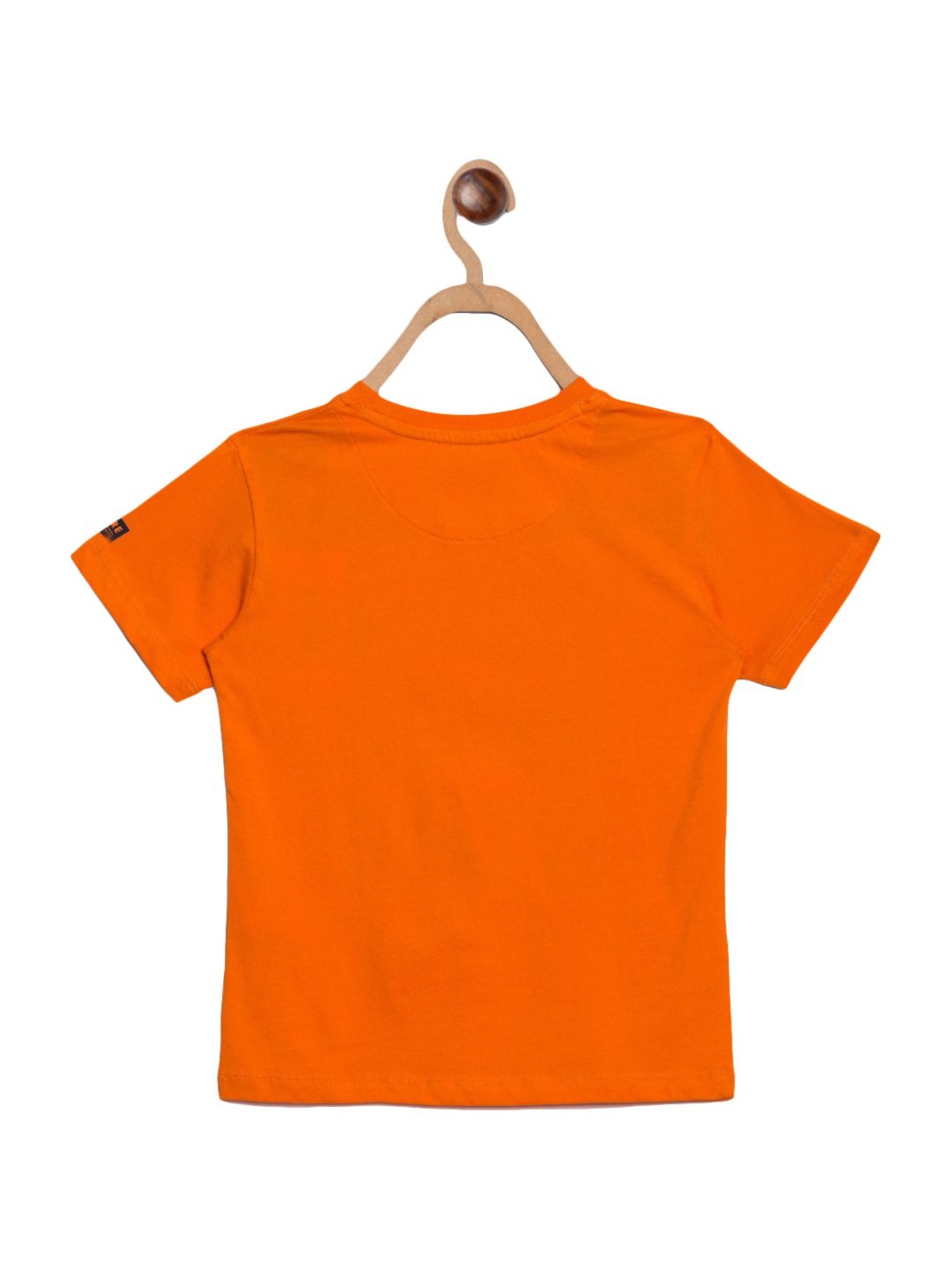 Blue Giraffe Kids Orange Cotton Printed T-Shirt