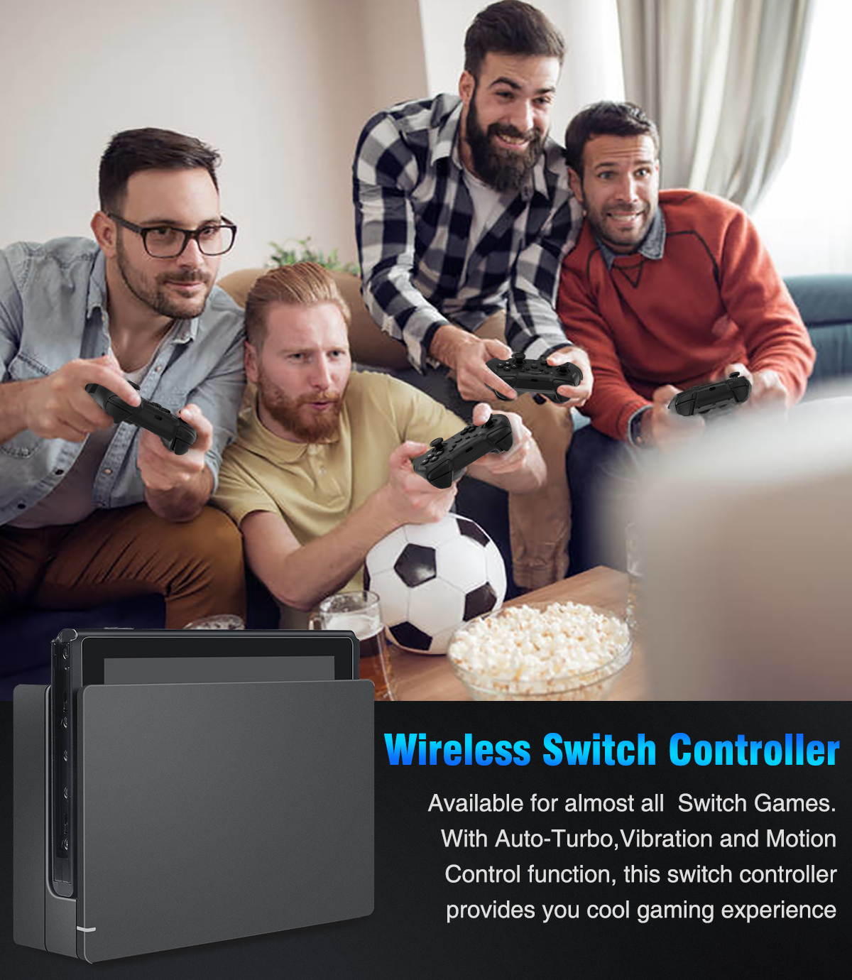 ESYWEN Wireless Controller Gamepad for Switch, Wireless Pro Controller for Switch Console Game Joystick Joypad with Turbo, Motion Control, Dual Shock