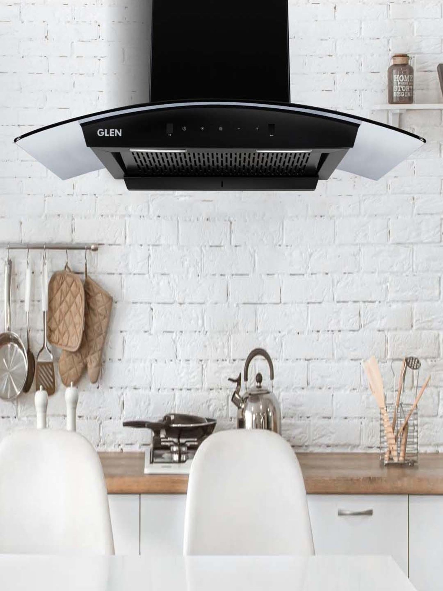 Glen CH6058BLAC60 1200CMH 60cm Wall Mounted Chimney (Black)