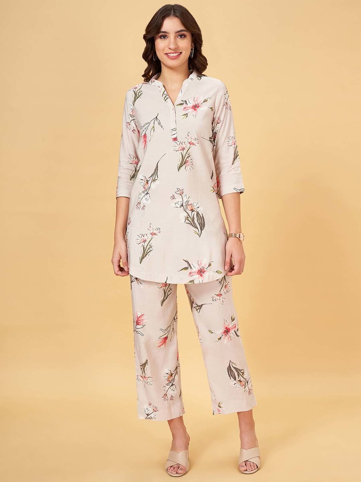 Melon by PlusS Blue Printed Shirt Pant Set