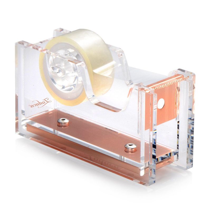 ZODACA Mini Acrylic Tape Dispenser, Clear/Rose Gold